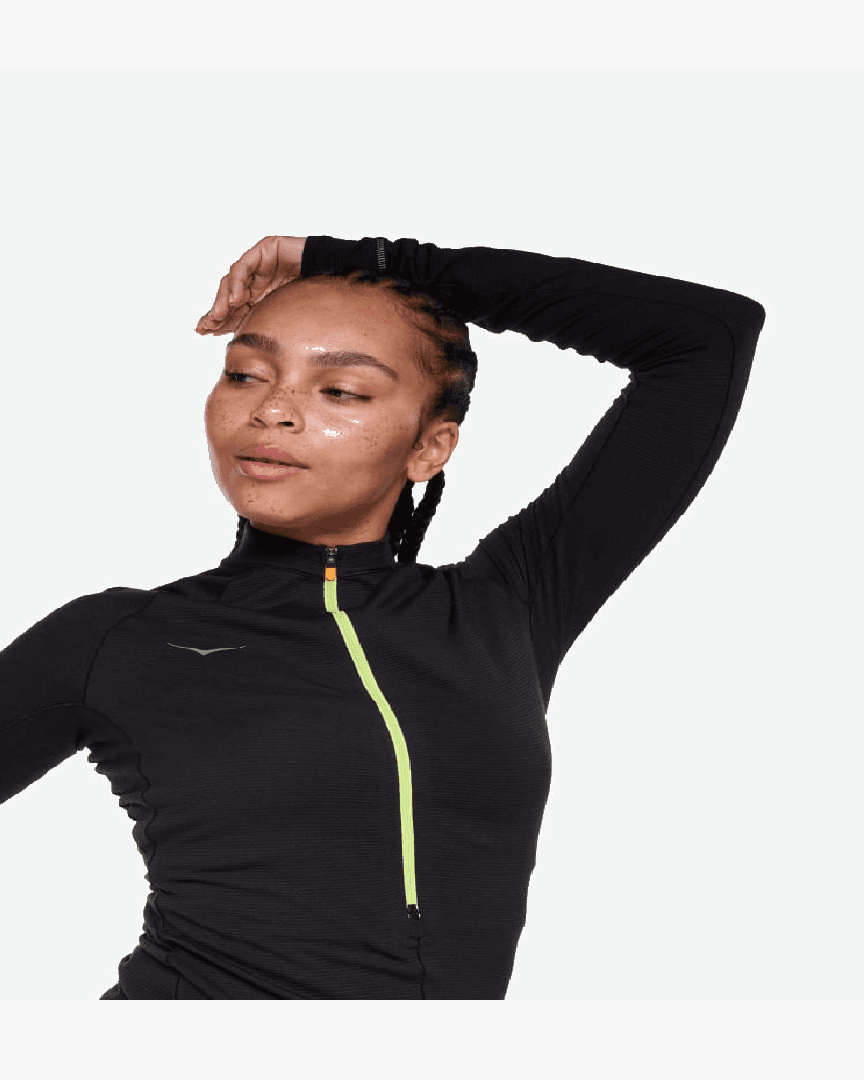 Hoka Haut À Manches Longues Basezip - 1156112-BLK (4) au meilleur prix !