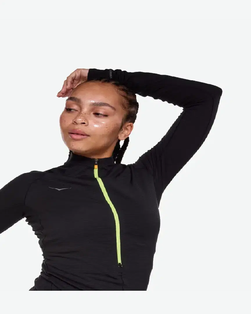 Hoka Haut À Manches Longues Basezip - 1156112-BLK (5) au meilleur prix !