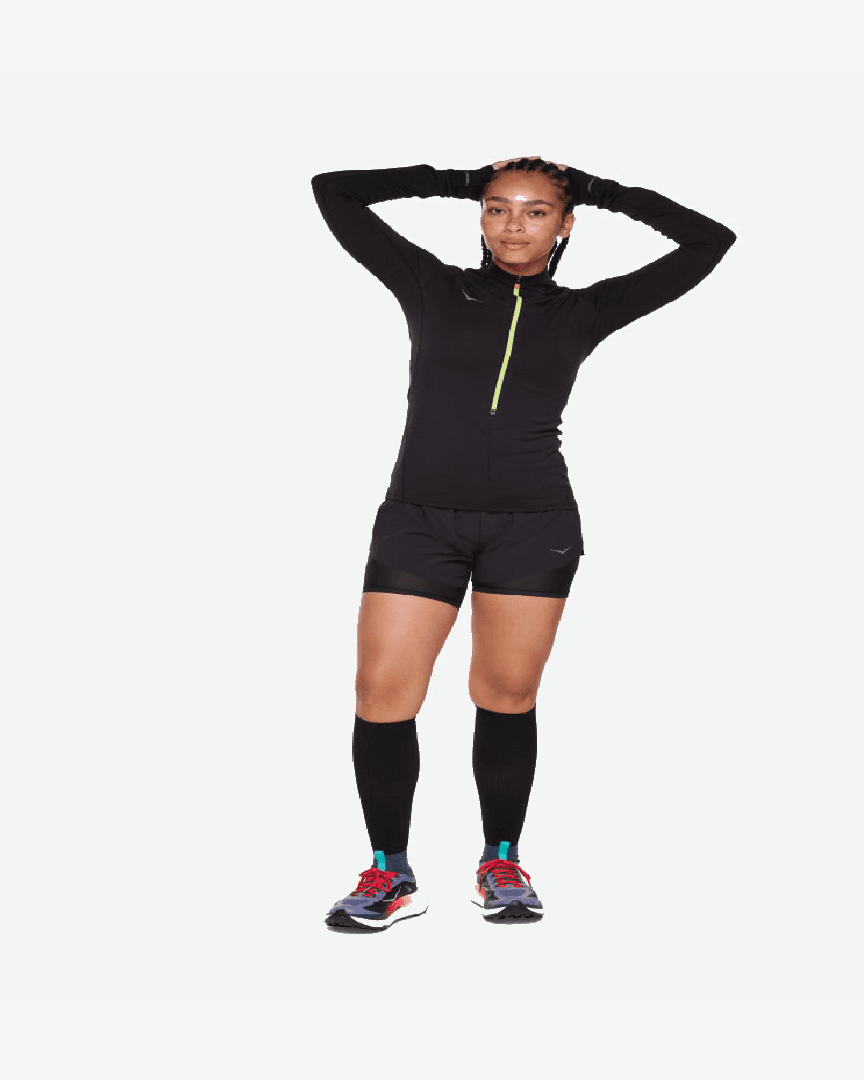 Hoka Haut À Manches Longues Basezip W - 1156112-BLK (2) au meilleur prix !