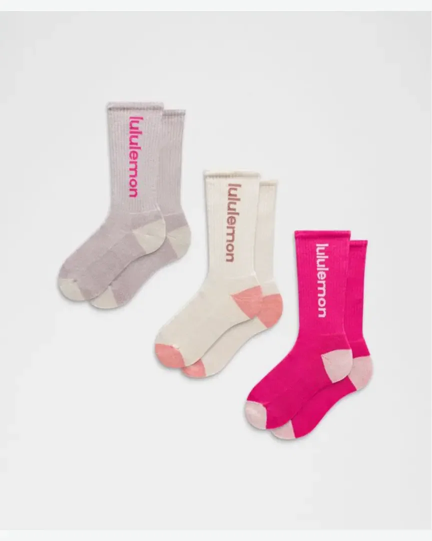 Lululemon Chaussettes Unisexes Daily Essential Avec Logo 3 Paires M
