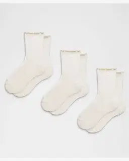 Lululemon chaussettes unisexes mi-hautes à bordure ondulée 3 paires Unisexe – 1/5
